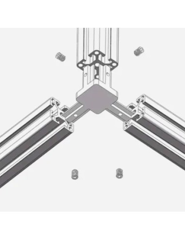 Kit conector de esquina 3 vías para perfiles aluminio 2020