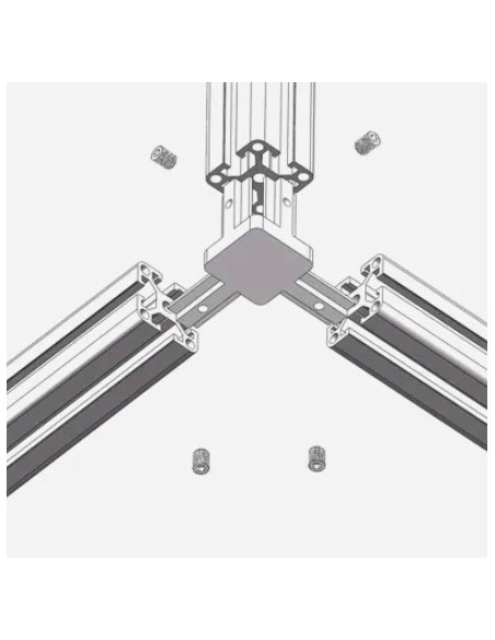 Kit conector de esquina 3 vías para perfiles aluminio 2020