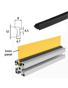 Goma para fijación y sellado de paneles de 3mm en ranura 8mm.
