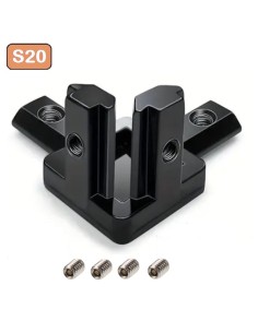 Kit conector de esquina 3 vías color negro para perfiles aluminio 2020 2