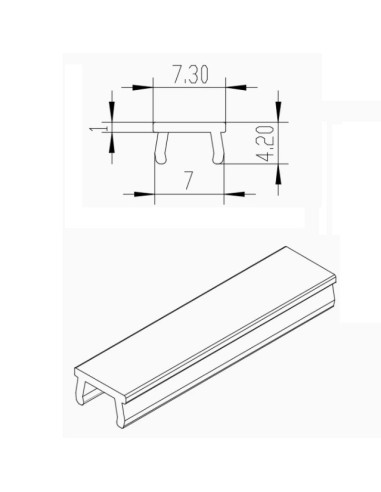 Tapa cubierta ranura 6mm slot cover PVC negro gris