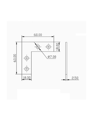 Escuadra lateral externa de acero para perfil 2020- lacado negro