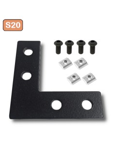 Escuadra lateral externa de acero para perfil 2020- lacado negro