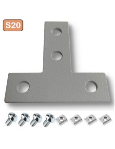 Unión T de acero al carbono para perfiles 2020 - lacado gris