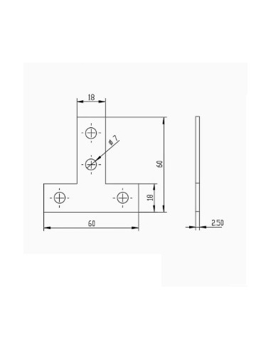 Unión T de acero al carbono para perfiles 2020 - lacado negro