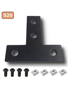 Unión T de acero al carbono para perfiles 2020 - lacado negro