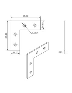 Escuadra lateral externa de acero al carbono lacado negro PERFIL 3030 2
