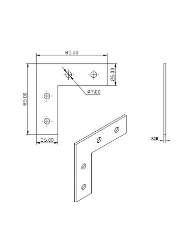 Escuadra lateral externa de acero al carbono lacado negro PERFIL 3030