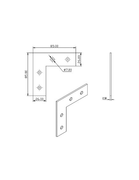 Escuadra lateral externa de acero al carbono lacado negro PERFIL 3030