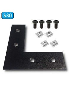 Escuadra lateral externa de acero al carbono lacado negro PERFIL 3030