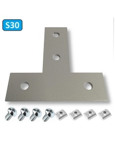 Unión T de acero al carbono para perfiles 3030 - lacado gris