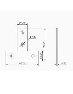 Unión T de acero al carbono para perfiles 3030 - lacado gris 2