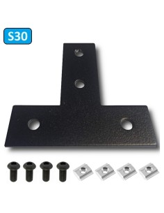 Unión T de acero al carbono para perfiles 3030 - lacado negro