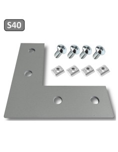 Escuadra lateral externa de acero al carbono - lacado gris PERFIL 4040