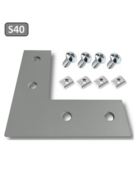 Escuadra lateral externa de acero al carbono - lacado gris PERFIL 4040