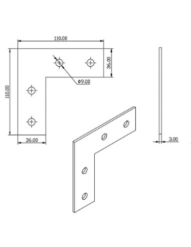 Escuadra lateral externa de acero al carbono - lacado gris PERFIL 4040