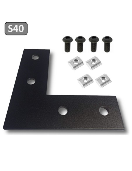 Escuadra lateral externa de acero al carbono lacado negro PERFIL 4040