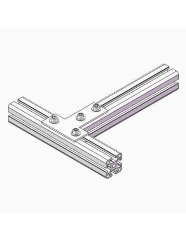 Unión T de acero al carbono para perfiles modulares 4040 - lacado gris