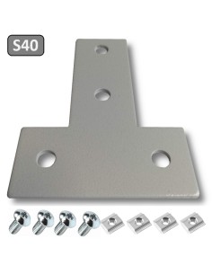 Unión T de acero al carbono para perfiles modulares 4040 - lacado gris