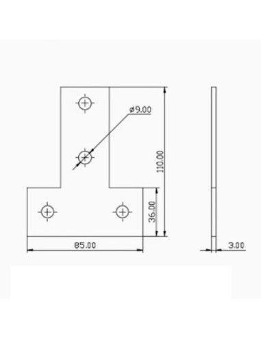 Unión T de acero al carbono para perfiles modulares 4040 - lacado gris