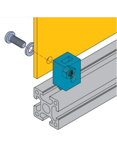 Bloque nylon para fijación de paneles en perfiles modulares R8