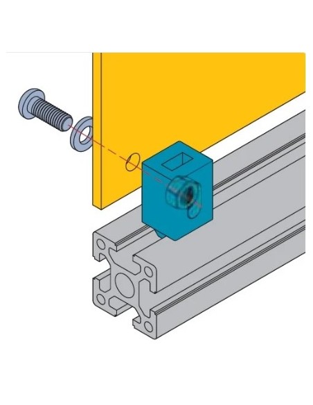 Bloque nylon para fijación de paneles en perfiles modulares R8