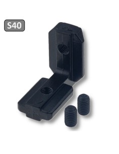 Conector interno 90 grados lacado negro para perfiles 4040 4080 40120