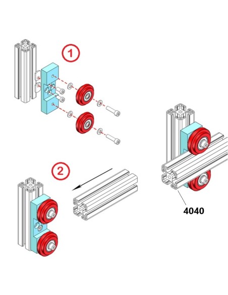 Sistema guiado lineal para perfiles de aluminio 4040 R8 Kit completo