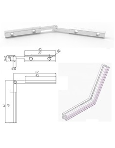 Conector multiángulo para fijación de perfiles de aluminio modulares 2