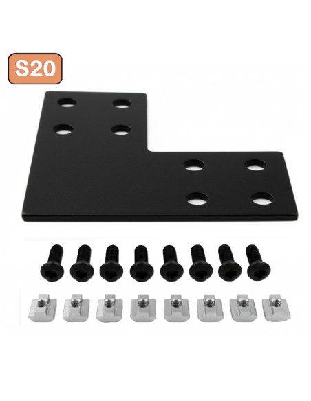 Escuadra lateral externa de acero para perfil 2040- lacado negro