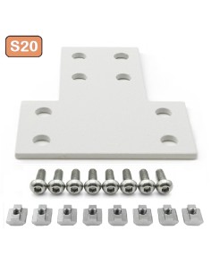 Unión T de acero al carbono para perfiles 2040 - lacado gris