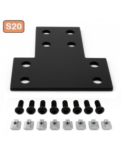 Unión T de acero al carbono para perfiles 2040 - lacado negro