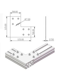 Escuadra lateral externa de acero al carbono - lacado gris PERFIL 3060 2