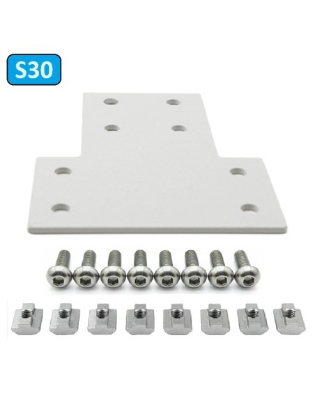 Unión T de acero al carbono para perfiles 3060 - lacado gris