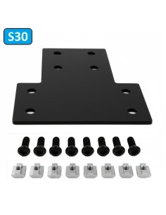 Unión T de acero al carbono para perfiles 3060 - lacado negro