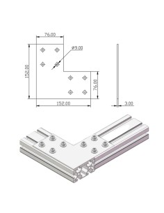 Escuadra lateral externa de acero al carbono lacado negro PERFIL 4080 2