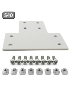 Unión T de acero al carbono para perfiles modulares 4080 - lacado gris