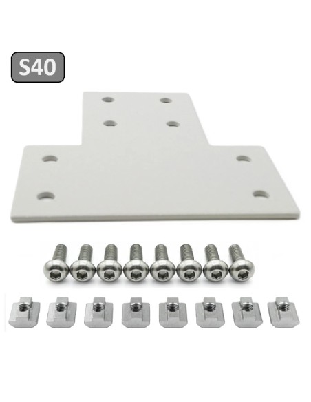 Unión T de acero al carbono para perfiles modulares 4080 - lacado gris