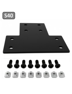 Unión T de acero al carbono para perfiles modulares 4080 lacado negro