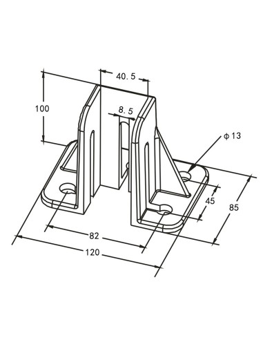 Base para fijación al suelo de estructura de perfil 4040