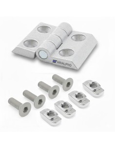 Bisagra aleación metálica para perfiles modulares aluminio 3030 4040
