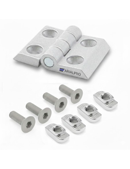 Bisagra aleación metálica para perfiles modulares aluminio 3030 4040