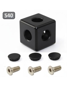 Kit cubo conector de esquina NEGRO - para perfiles aluminio 4040