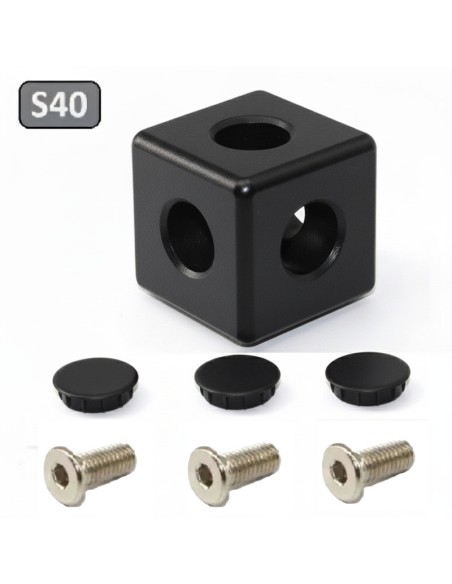 Kit cubo conector de esquina NEGRO - para perfiles aluminio 4040