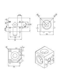 Kit cubo conector de esquina NEGRO para perfiles aluminio 3030 2