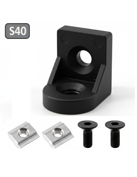 Kit unión giratoria color NEGRO para perfiles serie 40 (4040, 4080)