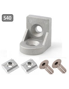 Kit unión giratoria anodizado plata para perfiles serie 40 (4040, 4080)