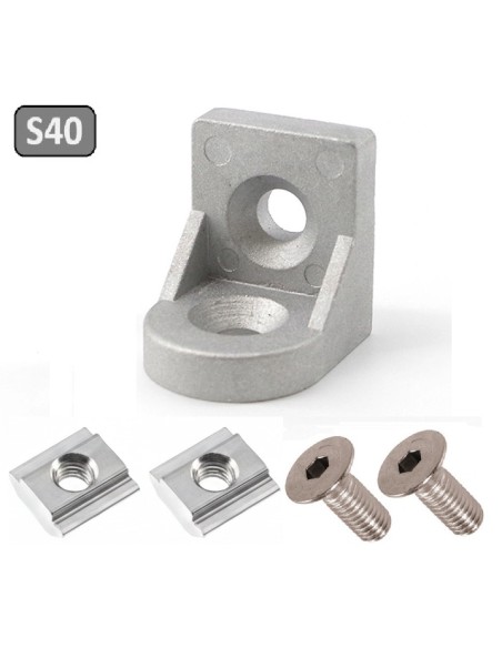 Kit unión giratoria anodizado plata para perfiles serie 40 (4040, 4080)