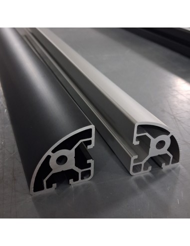Perfil modular 4040R CURVO Aluminio 6063 T6 anodizado NEGRO, R8 mm