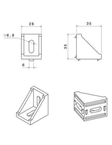 Escuadra de fundición de aluminio 35x35x28mm 353528 Universal